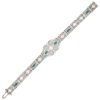 0.92ctw Diamond & Faux Emerald Art Deco Bracelet 14K White Gold full