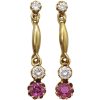1.04ctw Ruby & Diamond Dangle Vintage Earring 14K Yellow Gold Front