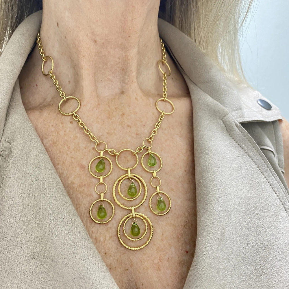 10.92ctw Peridot Statement Necklace 14K Yellow Gold (1) 10.92ctw Peridot Statement Necklace 14K Yellow Gold (1)