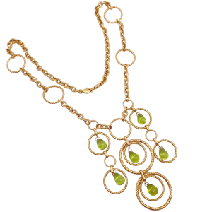 10.92ctw Peridot Statement Necklace 14K Yellow Gold (2)