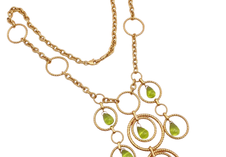 10.92ctw Peridot Statement Necklace 14K Yellow Gold (2)