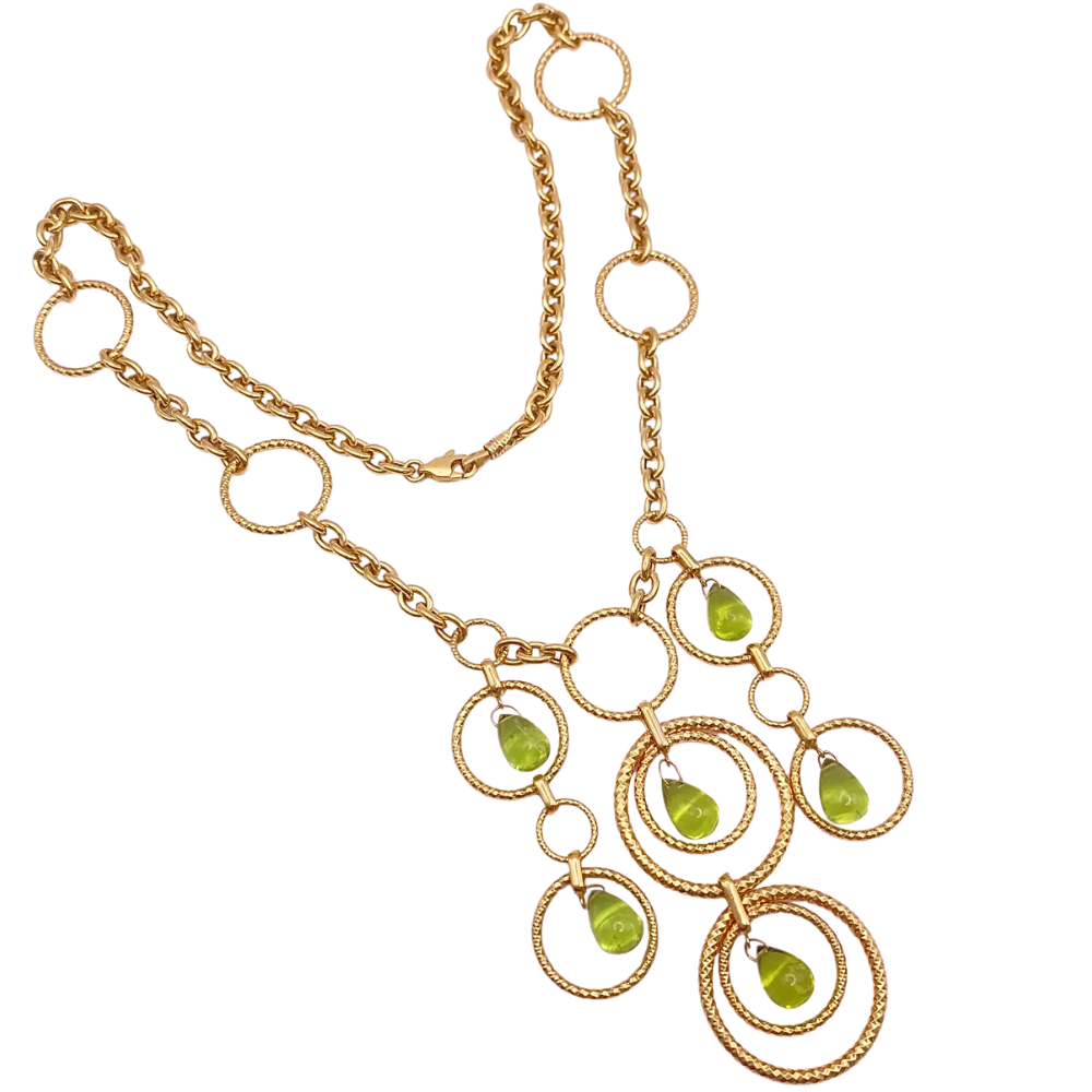 10.92ctw Peridot Statement Necklace 14K Yellow Gold (2) 10.92ctw Peridot Statement Necklace 14K Yellow Gold (2)