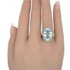 14.41ctw Oval Aquamarine Statement Ring 14K Gold worn