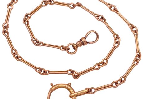 15 inch Victorian Watch Chain Necklace 10K Rose Gold