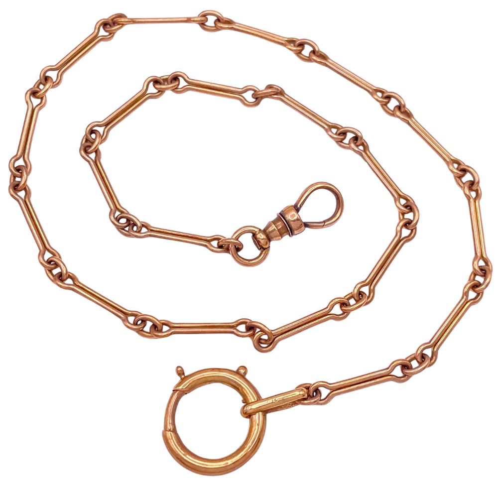 15 inch Victorian Watch Chain Necklace 10K Rose Gold 15 inch Victorian Watch Chain Necklace 10K Rose Gold