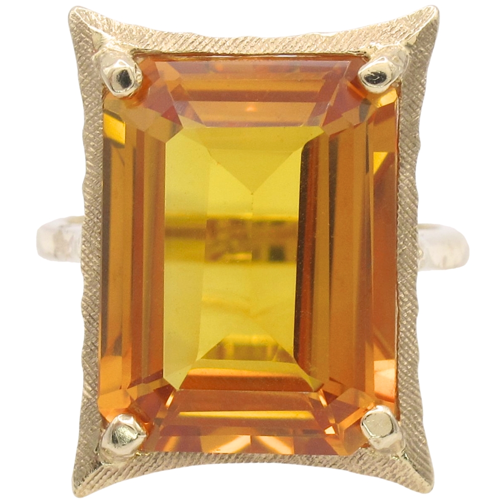 15.4ct Lab Yellow Sapphire Solitaire Ring 10K Gold