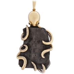 1715 Fleet Shipwreck 8 Reales Custom Octopus Pendant 14K Yellow Gold Front