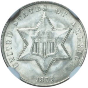 1859 3 Cent Silver MS66 NGC