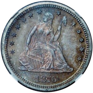 Proof 1876 Seated Liberty Quarter PF66 NGC