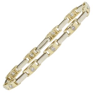1ctw Diamond Casual Sport Bracelet 14K White Yellow Gold Front
