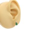 1ctw Natural Emerald & Diamond Stud Earring 14K Yellow Gold Modeled