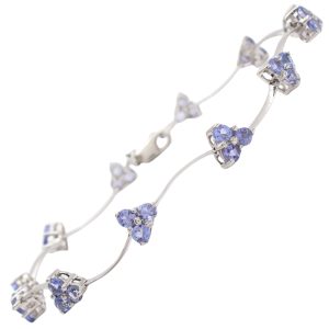 2.15ctw Tanzanite Cluster Line Bracelet 14K White Gold front