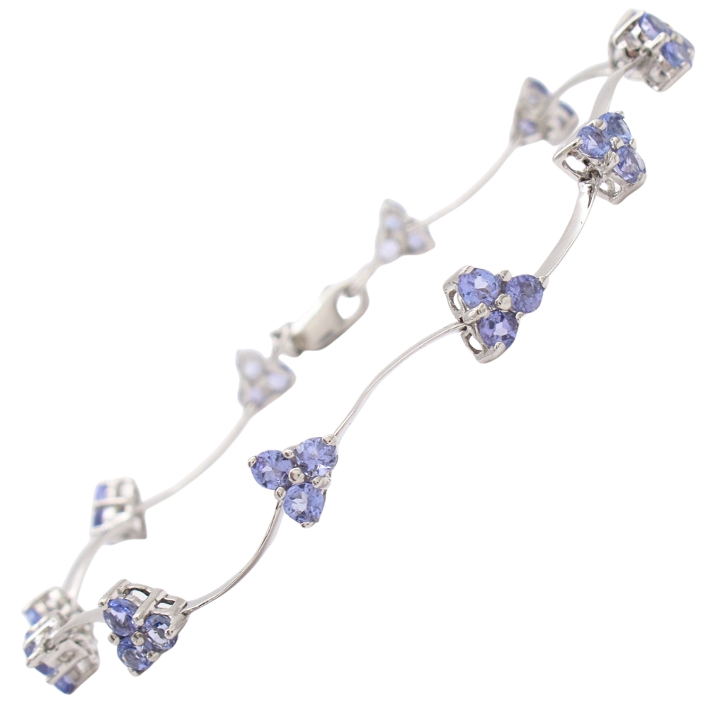2.15ctw Tanzanite Cluster Line Bracelet 14K White Gold