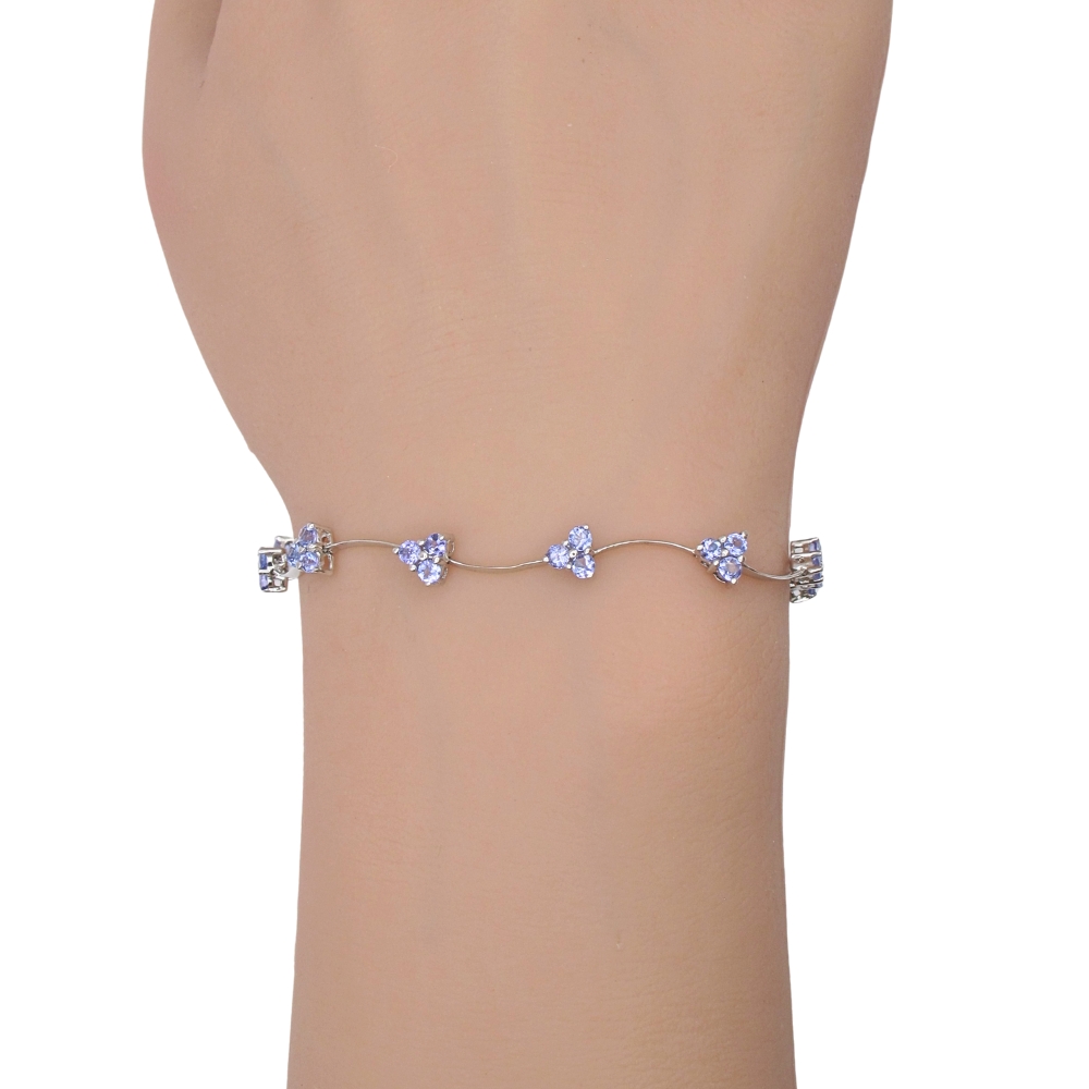 2.15ctw Tanzanite Cluster Line Bracelet 14K White Gold worn 2.15ctw Tanzanite Cluster Line Bracelet 14K White Gold worn