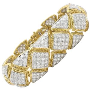 20ct Diamond Bombe Bracelet 18K Yellow Gold & Platinum