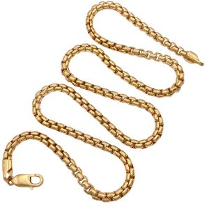 24 inch Chunky Rounded Box Gold Chain 14K