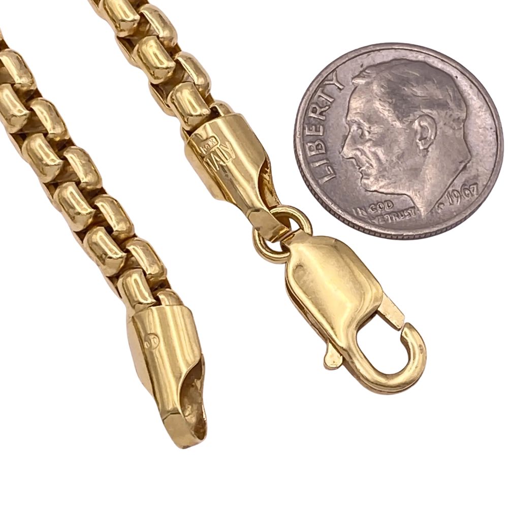 24 inch Chunky Rounded Box Gold Chain 14K Scale 24 inch Chunky Rounded Box Gold Chain 14K Scale