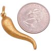 3-Dimensional Italian Horn Charm Pendant 18K Yellow Gold Scale