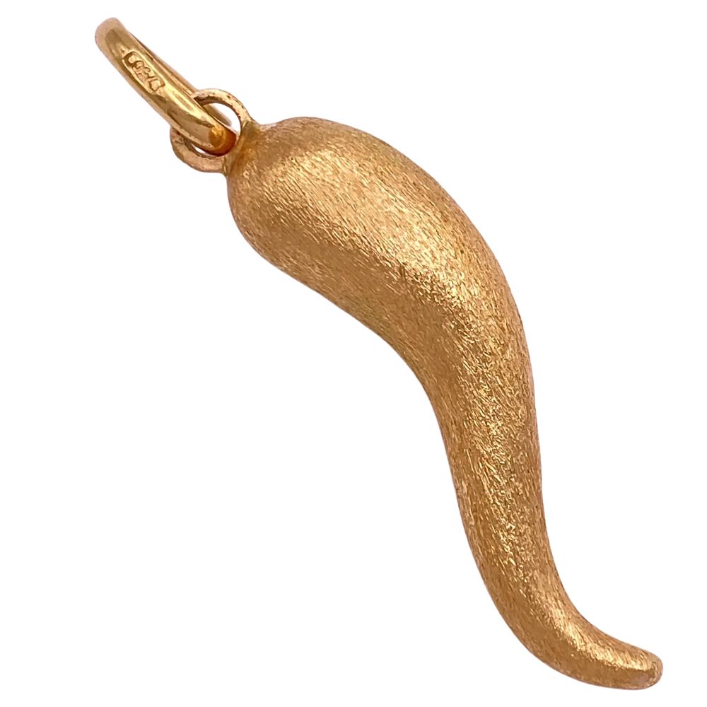 3-Dimensional Italian Horn Charm Pendant 18K Gold