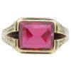 6.22ct Ruby Engraved Vintage Ring 14K Yellow Gold Front