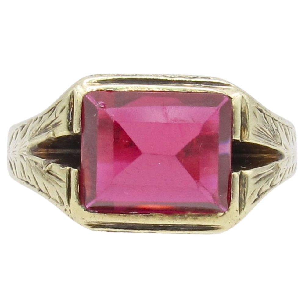 6.22ct Ruby Engraved Vintage Ring 14K
