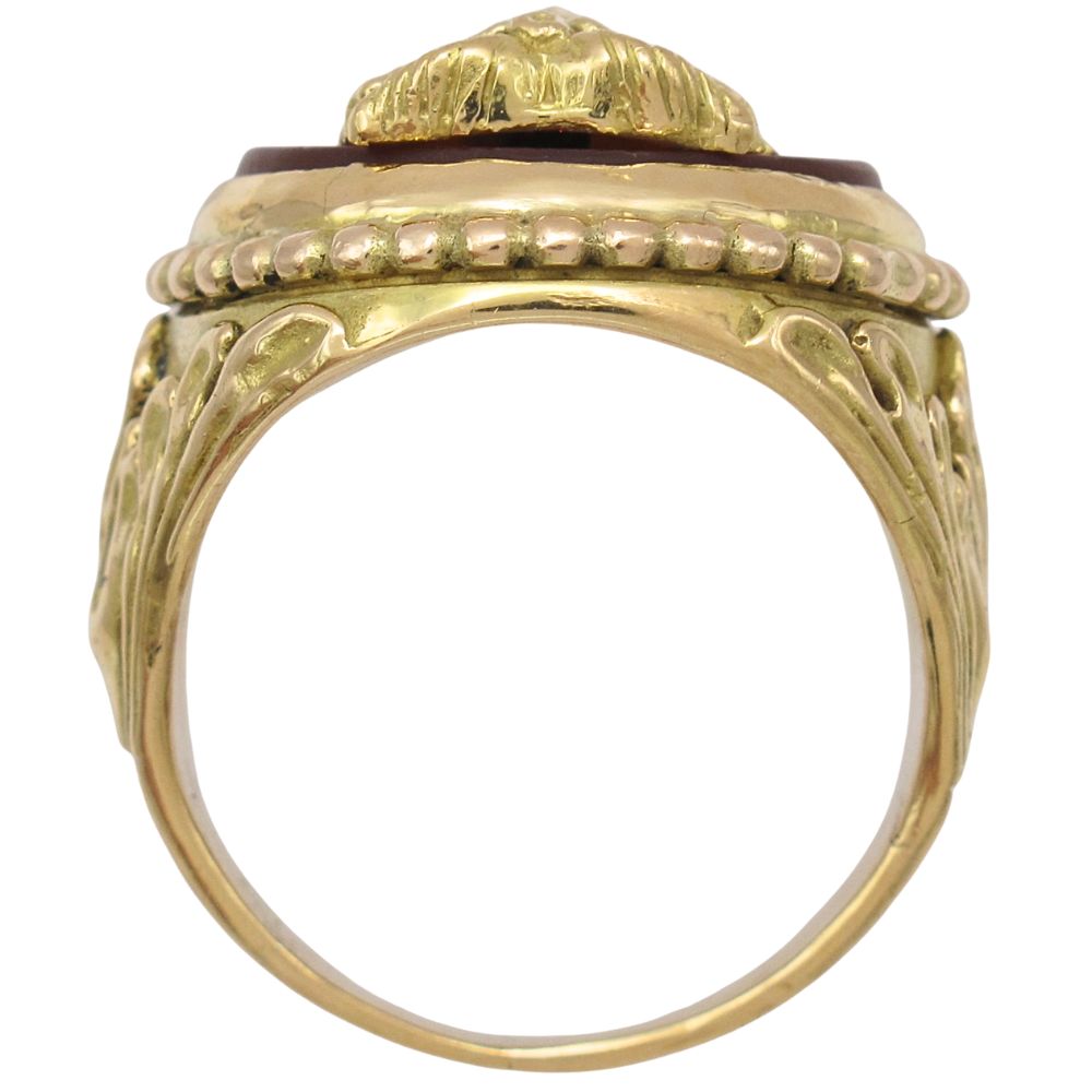 Carnelian Mythological Satyr Vintage Ring 18K Yellow Gold Profile Carnelian Mythological Satyr Vintage Ring 18K Yellow Gold Profile