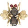 Chatoyant Black Sapphire Bee Pendant or Charm 14K Gold