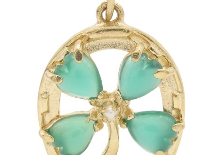 Chrysoprase Clover & Horseshoe Lucky Charm or Pendant 14K Gold