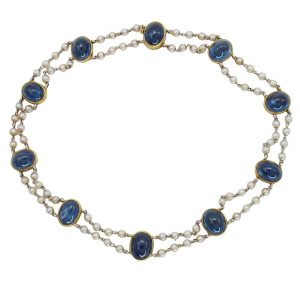 Edwardian No Heat Sapphire Bracelet With Pearls
