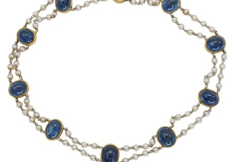 Edwardian No Heat Sapphire Bracelet With Pearls