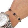Edwardian No Heat Sapphire Bracelet With Pearls Worn