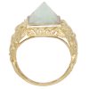 Jade Pyramid Ring with Dragon Details in 14K Gold profile