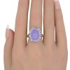 Lavender Jade Ring with Iolite Accents in 14K Gold worn
