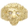 Lion's Head Ring with Diamond Eyes in 14K Gold