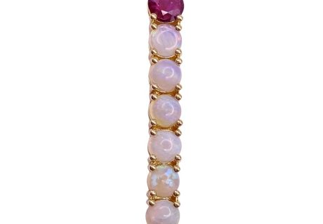 Natural Opal & Ruby Pendant 14K Yellow Gold Light background