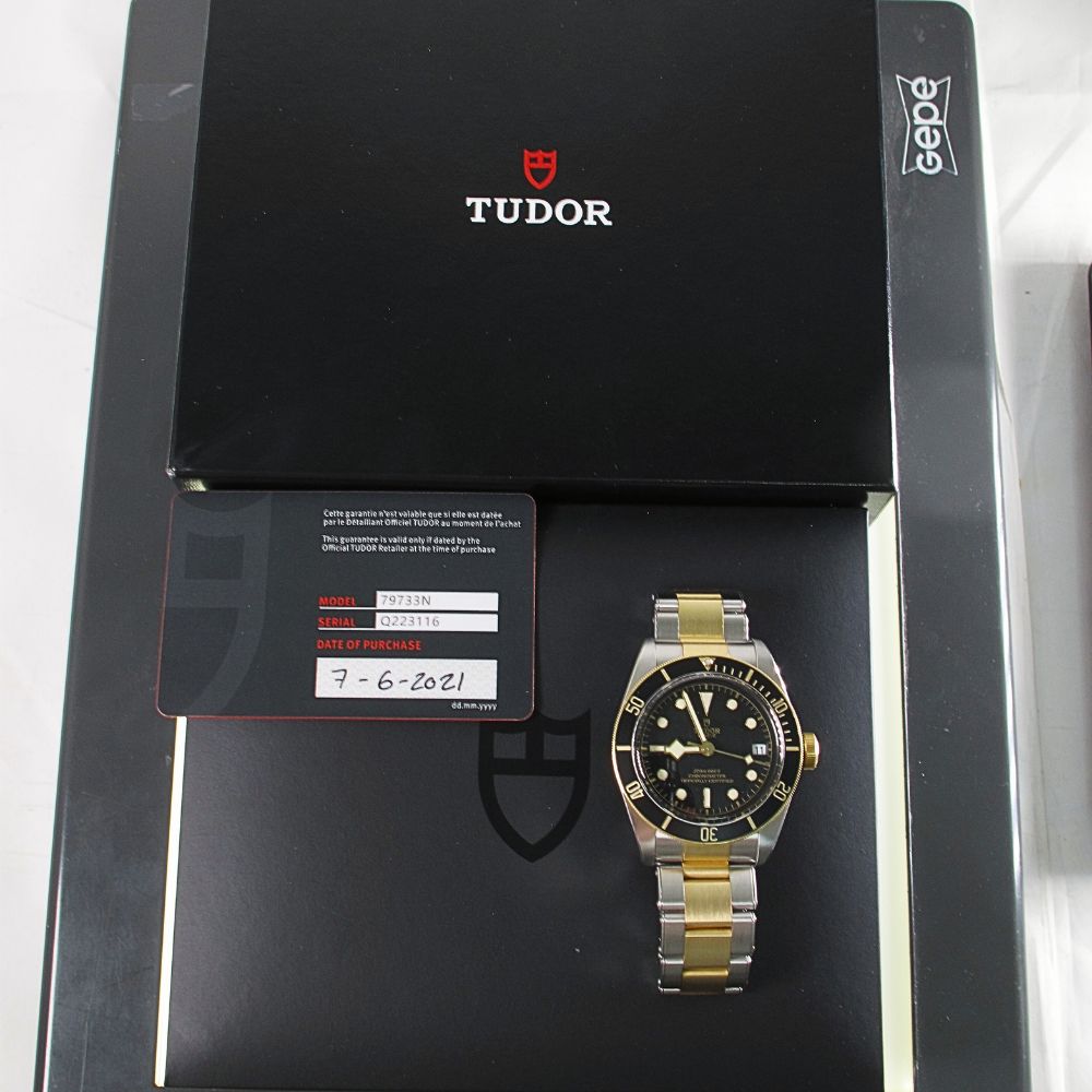 Pre-Owned Tudor 41MM Black Bay (2021) Two Tone Watch Model 79733N b and p