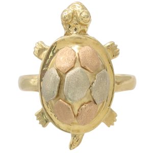 Tortoise or Turtle Ring 14K Tri-Color Gold