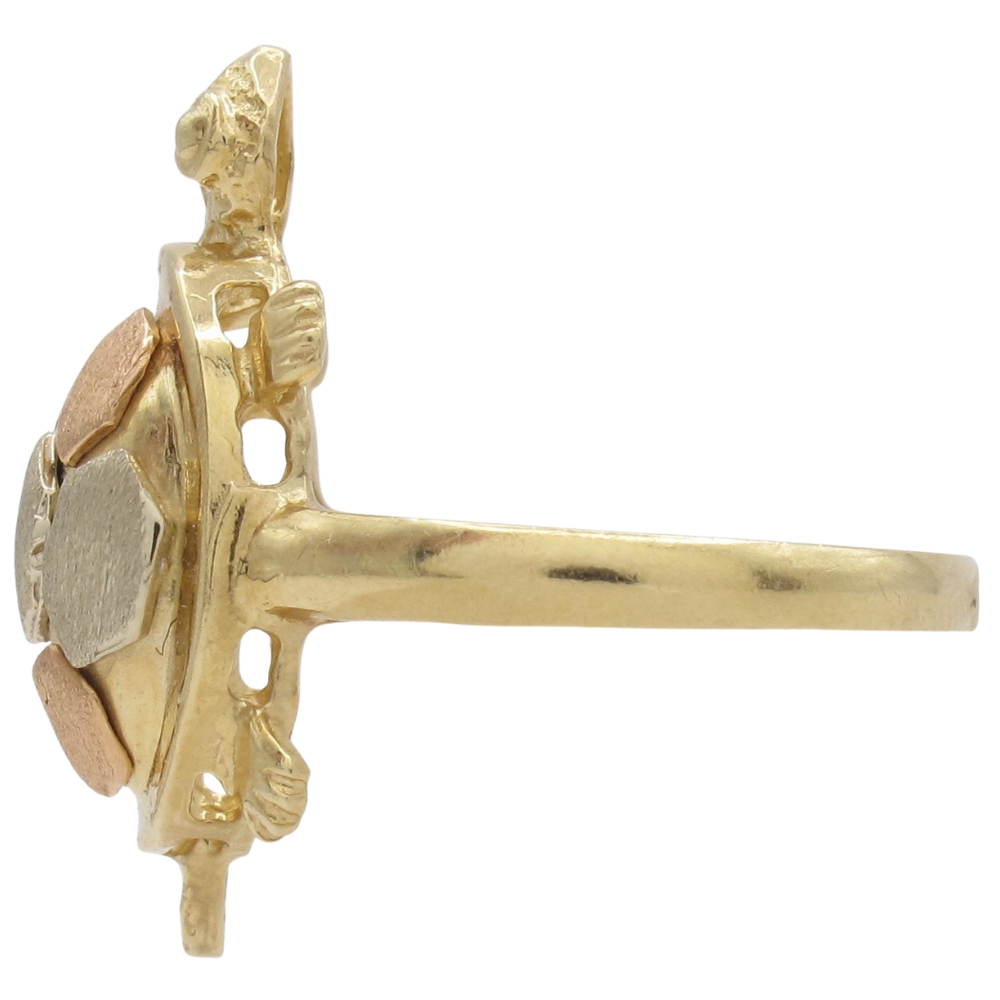 Tortoise or Turtle Ring 14K Tri-Color Gold side Tortoise or Turtle Ring 14K Tri-Color Gold side