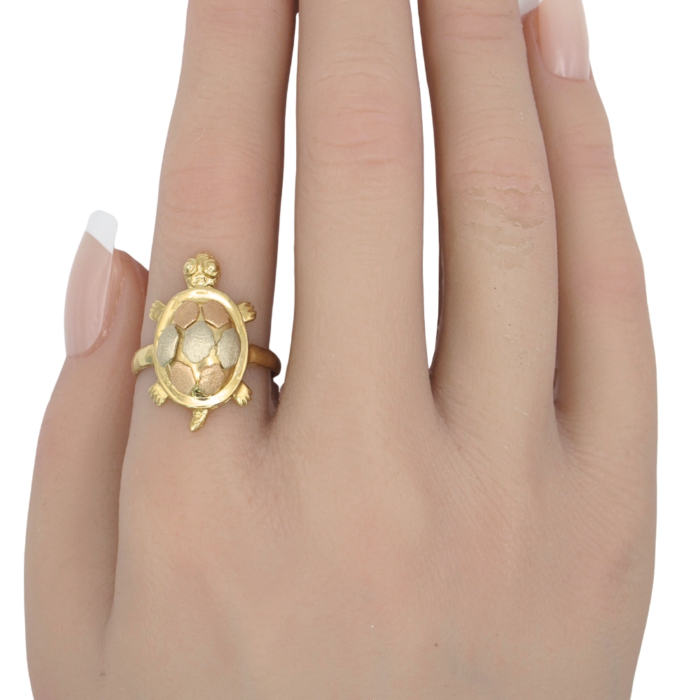 Tortoise or Turtle Ring 14K Tri-Color Gold worn Tortoise or Turtle Ring 14K Tri-Color Gold worn