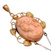 Victorian Era Coral Cameo Lavaliere Pendant 14K Gold cameo close up