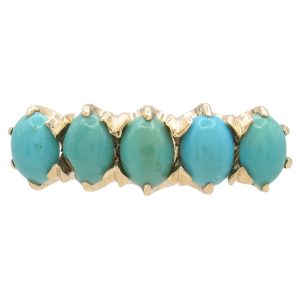Victorian Era Turquoise Band Ring 14K Gold
