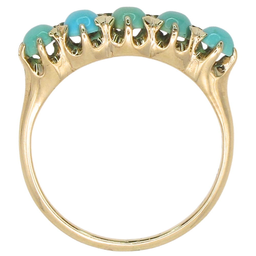 Victorian Era Turquoise Band Ring 14K Gold profile Victorian Era Turquoise Band Ring 14K Gold profile