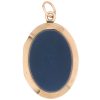 Victorian Mourning Era Banded Agate Locket 14K Gold front