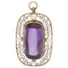 Vintage 8.80ct Amethyst Pendant with Cultured Pearls 14K Gold