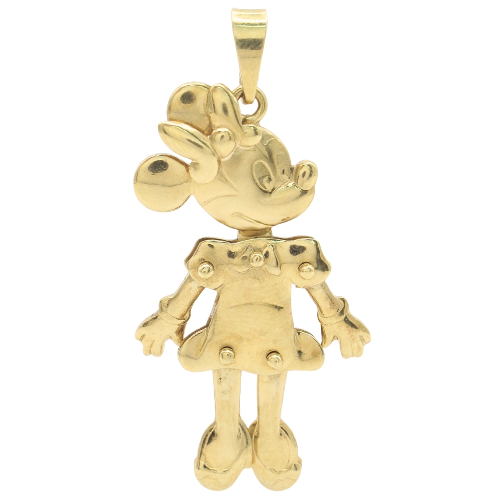 Vintage Articulated Minnie Mouse Disney Pendant 18K Gold