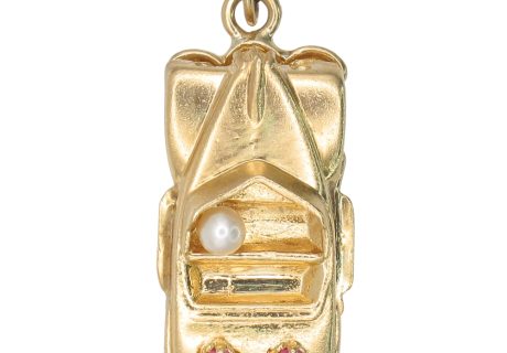 Vintage Jeweled Convertible Car Charm 14K Gold Three-Dimensional front