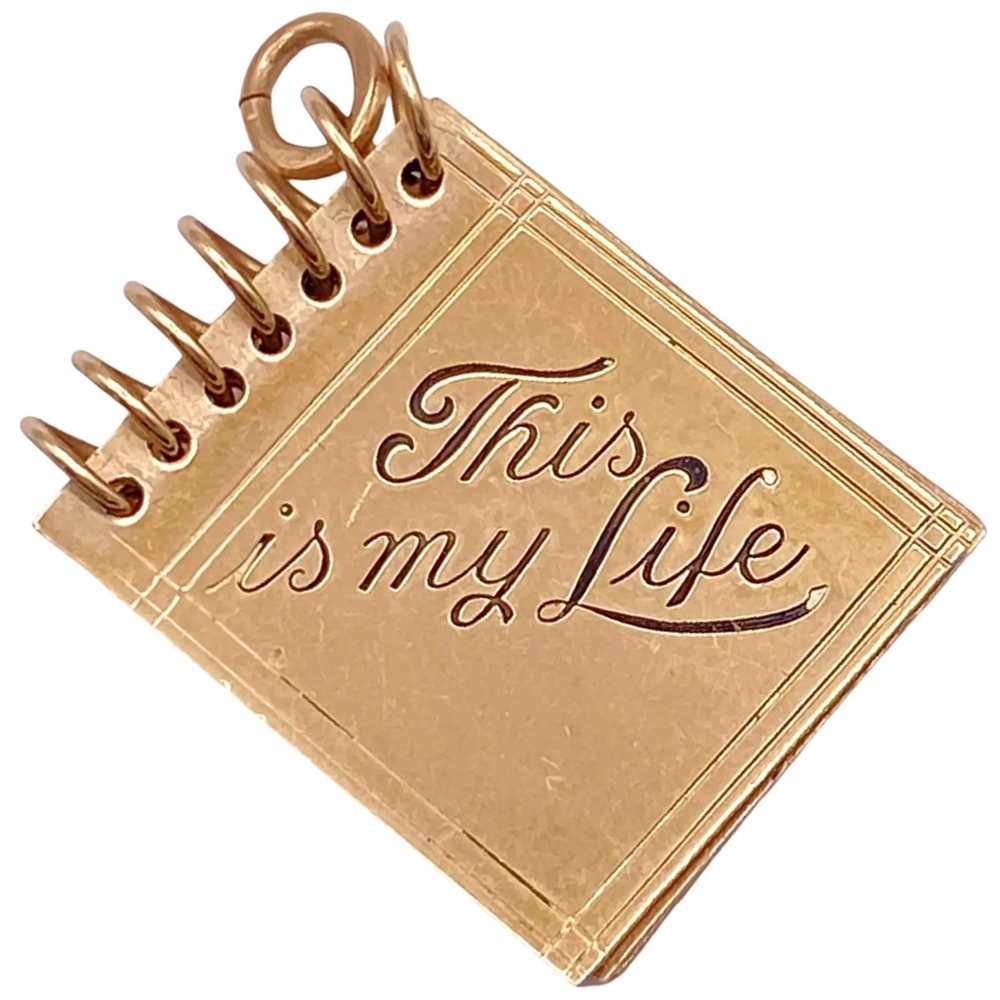 Vintage Moving Scrapbook Charm 14K Gold