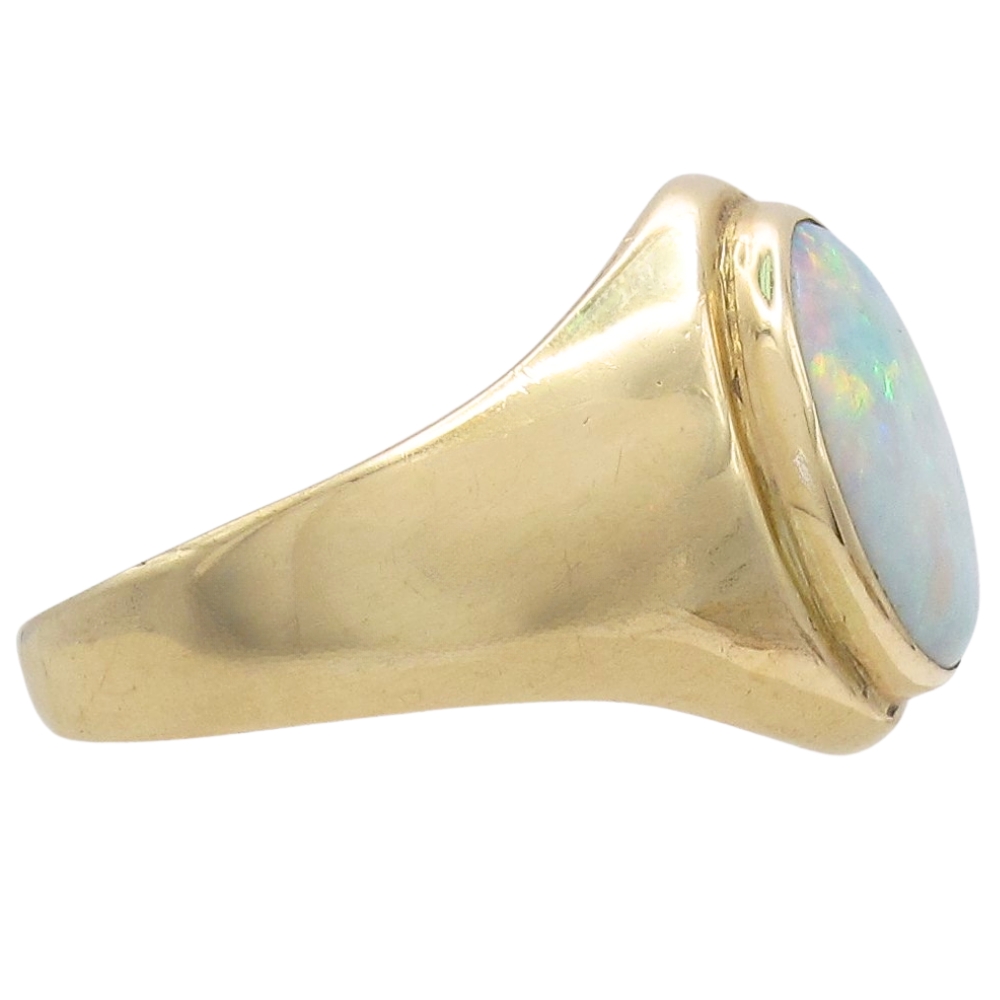 Vintage Opal Signet Ring 14K Gold side Vintage Opal Signet Ring 14K Gold side