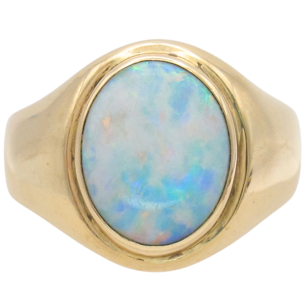Vintage Opal Signet Ring 14K Gold