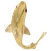 Vintage Shark Pendant with Ruby Eyes in 14K Gold